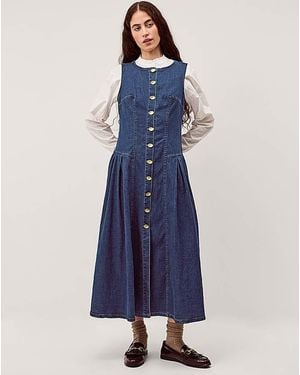 Monsoon Layla Denim Midi Dress - Blue