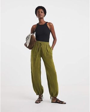 JD Williams Cotton Cheesecloth Balloon Trousers - Green