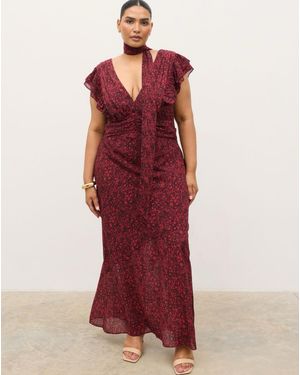 Pretty Lavish Andi Leopard Maxi Dress - Red