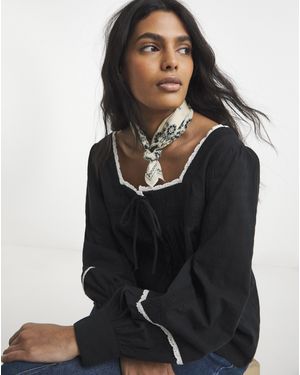 Simply Be Lace Trim Blouse - Black
