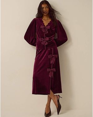 Monsoon Buffy Bow Velvet Midi Skirt - Red