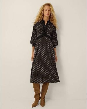 Monsoon Sally Lace Polka Dot Midi Dress - Black