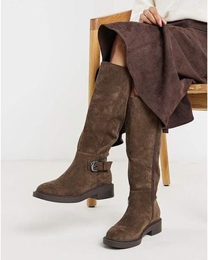 Simply Be Buckle Stretch Knee High Wide C - Brown