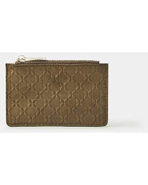 Accessorize Embossed Suede Card Holder - Natural