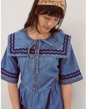 Monsoon Shelby Square Collar Midi Dress - Blue