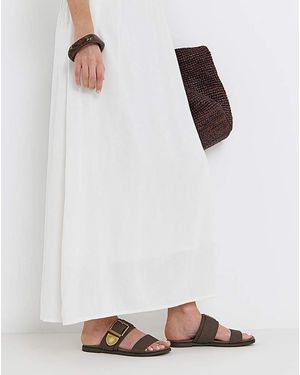 Simply Be Buckle Detail Slider Wide - White