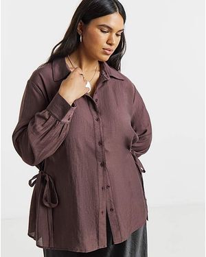 Simply Be Drawstring Waist Oversized Shirt - Purple