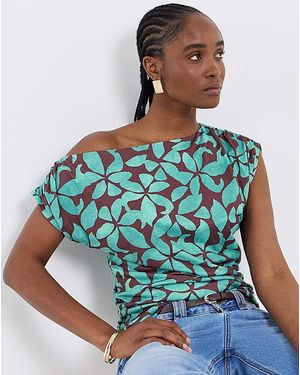 Simply Be Off The Shoulder Mesh Top - Blue