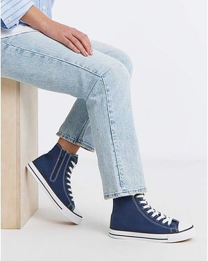 Simply Be Hi Top Canvas Trainer Extra Wide - Blue
