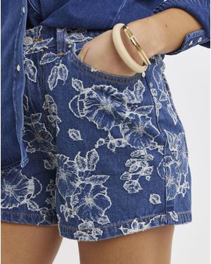 Simply Be Floral Jaquard Short - Blue