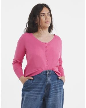 Simply Be Fine Gauge Scallop Edge Cardigan - Red