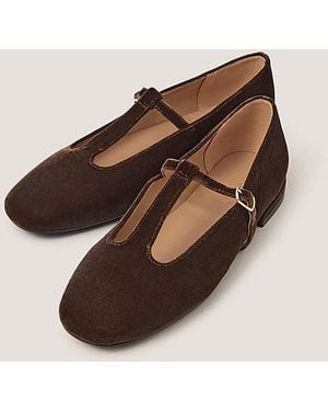Monsoon Jesi Velvet Mary Jane Flats - Brown