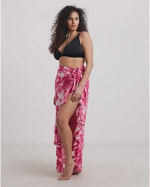Figleaves Fiji Ruffle Maxi Beach Skirt - Pink