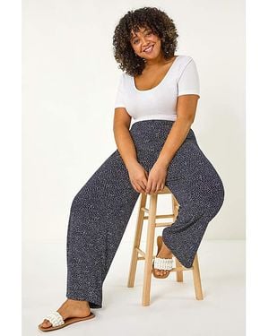 Roman Curve Spot Print Palazzo Trouser - Blue