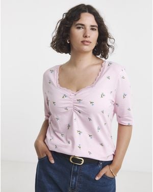 Simply Be Short Sleeve Square Neck Rib - White