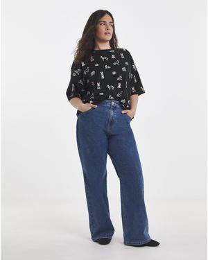 Simply Be Dog All Over Printed Tee - Black