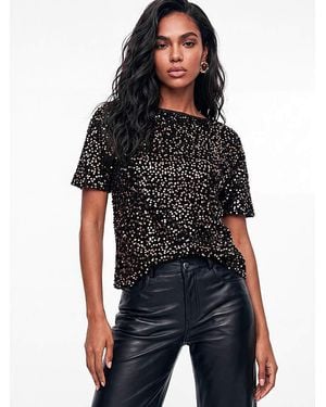 Lovedrobe Sequined Velvet Boxy Top - Black