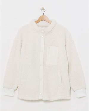 Simply Be Sherpa Zip Through Nylon Pocket Bomber - Multicolour