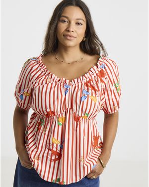 Simply Be Puff Sleeve Top - Red