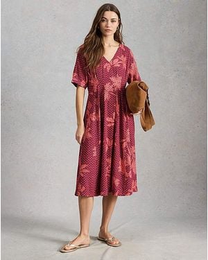 White Stuff Kate Linen Blend Dress - Red