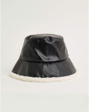 Simply Be Pu & Borg Bucket Hat - Black