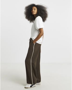 Simply Be Side Stripe Wide Leg Trousers - Brown
