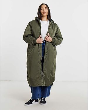 Simply Be Hooded Longline Bomber - Green