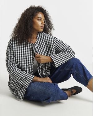 Simply Be Gingham Jacket - Black
