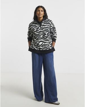 Simply Be Borg Zebra Printed Sweatshirt - Grey