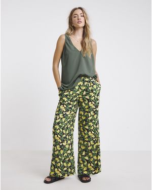 Simply Be Wide Leg Spun Viscose Trousers - Green