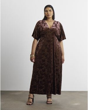 Joanna Hope Burnout Midi Dress - Brown