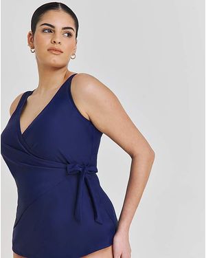 JD Williams Leaf Mix And Match Wrap Over Tankini Top - Blue