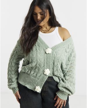 Simply Be Pointelle Cardigan - Green