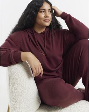 Figleaves Ribbed Soft Hooded Lounge Set - Red