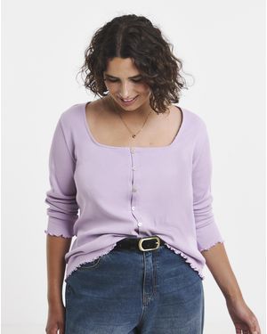 Simply Be Ls Button Through Cardi - Purple