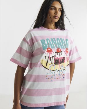 Simply Be Ice Cream Graphic Oversized T-Shirt - Multicolour