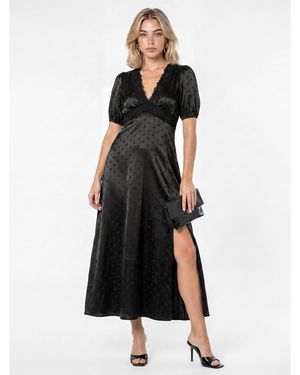 Lovedrobe Polka Dot Lace Midaxi Dress - Black