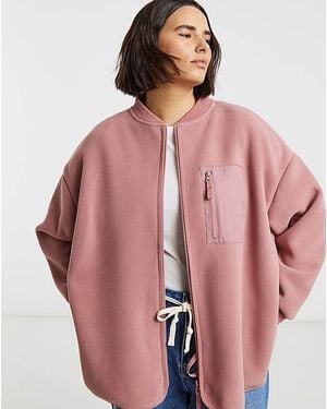 Simply Be Micro Fleece Bomber Jacket - Pink