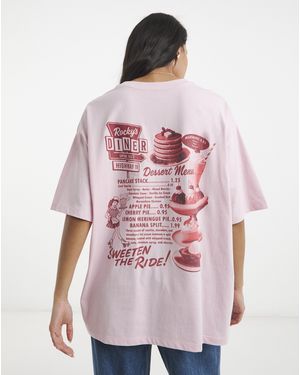 Simply Be Rocky's Diner Oversized Graphic T-Shirt - Pink