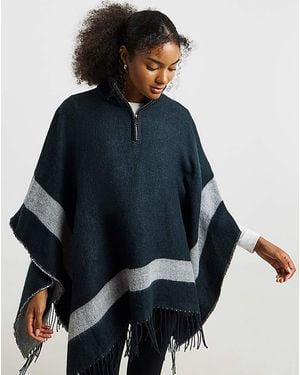 JD Williams Funnel Neck Zip Up Poncho - Blue