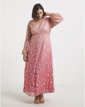Simply Be Ombre Jacquard Maxi Dress - Pink