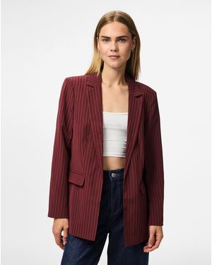 Pieces Bozzy Loose Striped Blazer - Red
