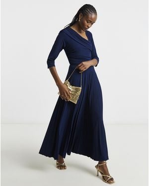 Joanna Hope Pleated Jersey Dress - Blue