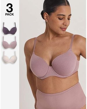 Pretty Secrets 3 Pack Cotton T-Shirt Bras - Multicolour