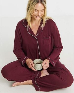 Pretty Secrets Button Through Pj Set - Red