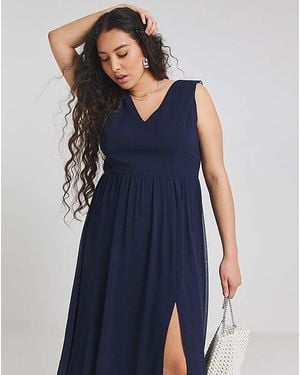 Little Mistress Split Detail Maxi Dress - Blue