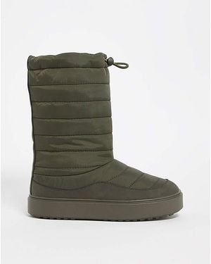 Simply Be Quilted Nylon Snow Boots Ex Wide - Green