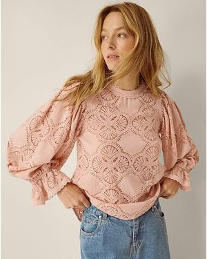 Monsoon Imogen Lace Blouson Blouse - Brown