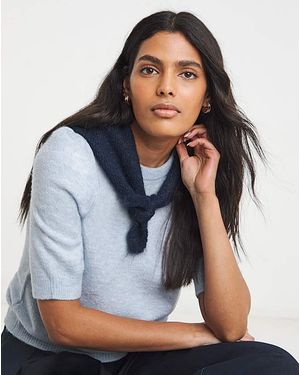 Simply Be Puff Sleeve Knitted T-Shirt - Blue