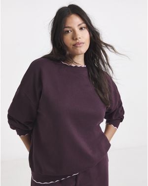 Simply Be Scallop Trim Sweatshirt - Purple